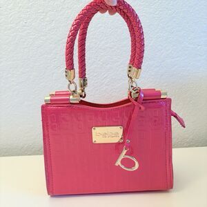 Bebe Iridescent Pink Monogram Purse